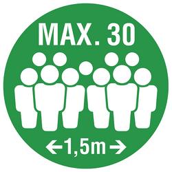 Sticker 'Maximaal 30 personen' (rond Ø 25 cm)